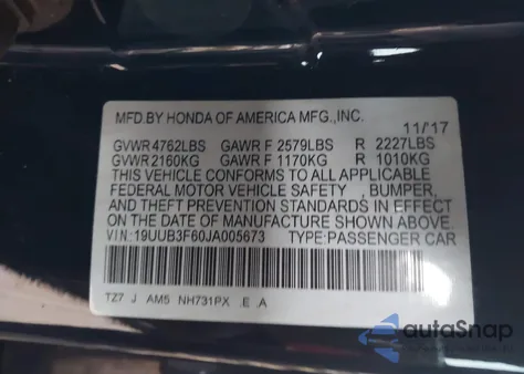 2018 Acura Tlx Tech A-Spec Pkgs from USA, damaged, VIN 19UUB3F60JA005673